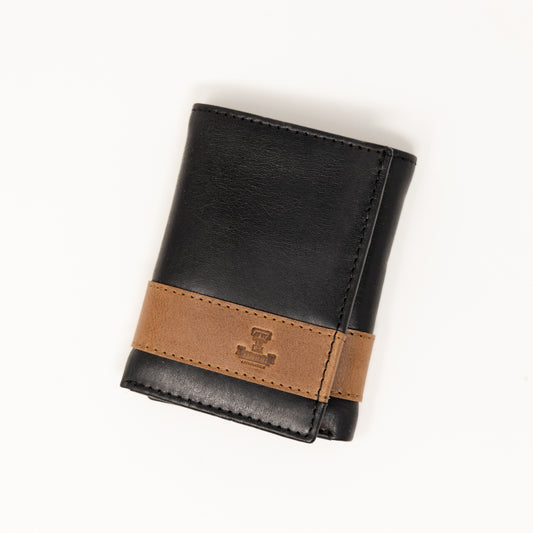 Leather Two-Toned Tri-Fold Wallet